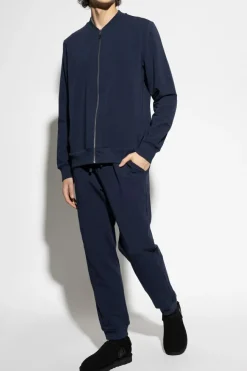 Hanro NAVY BLUE Cotton sweatshirt with pockets