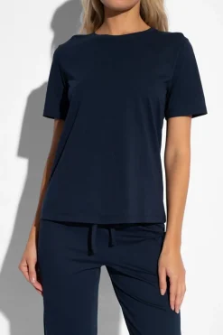 Hanro NAVY BLUE T-shirt with a round neckline