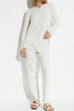 Hanro WHITE Two-piece pajamas from the "Claire" collection
