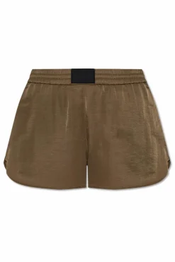 Helmut Lang BROWN Shorts with logo patch