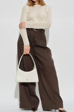 Helmut Lang cream Ribbed long sleeve top