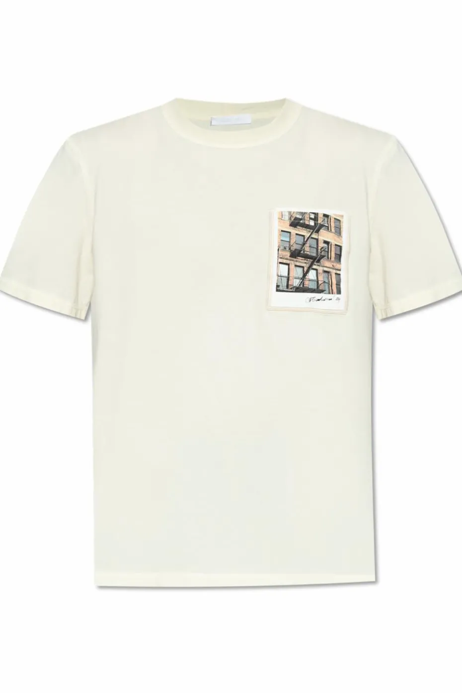 Helmut Lang cream T-shirt with pocket