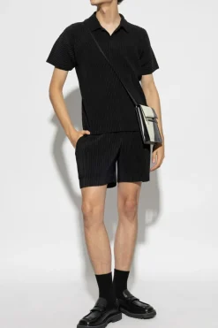 Homme Plissé Issey Miyake BLACK Pleated Polo