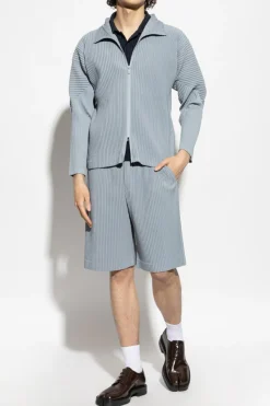 Homme Plissé Issey Miyake light blue Pleated Cardigan