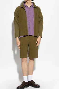 Homme Plissé Issey Miyake GREEN Pleated Cardigan