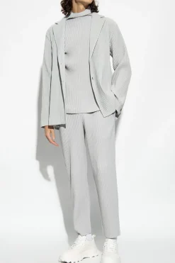 Homme Plissé Issey Miyake GREY Pleated turtleneck sweater