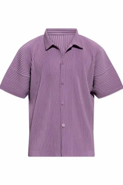 Homme PlissƩ Issey Miyake PURPLE Pleated short-sleeve shirt