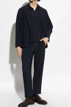 Homme Plissé Issey Miyake NAVY BLUE Pleated polo