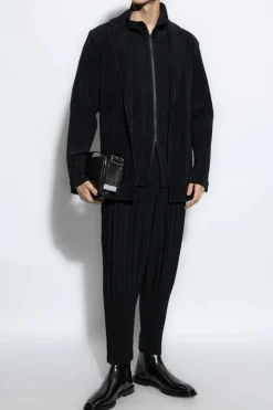 Homme Plissé Issey Miyake BLACK Pleated zip-up sweatshirt