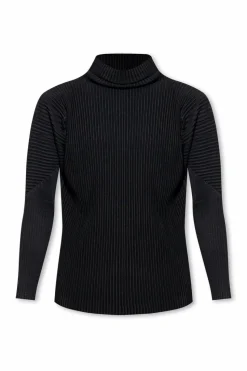 Homme Plissé Issey Miyake BLACK Pleated turtleneck sweater