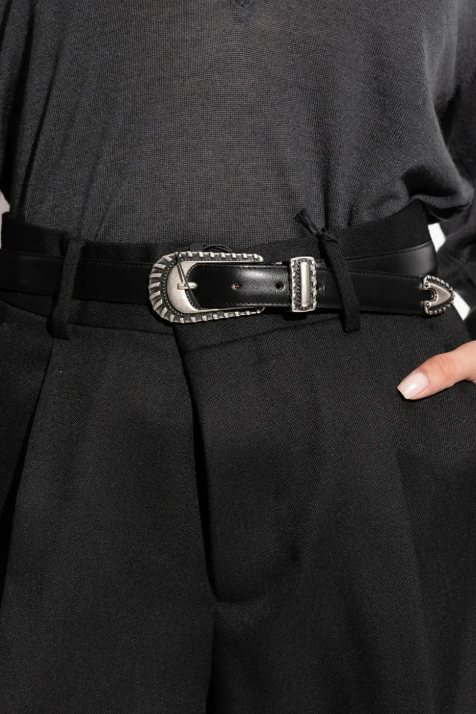 Iro BLACK Leather belt "Belly"
