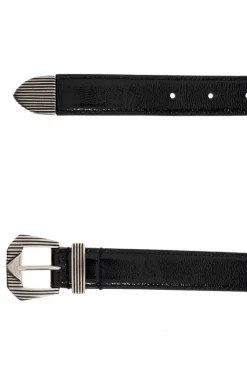 Iro BLACK Leather belt `Traytray’