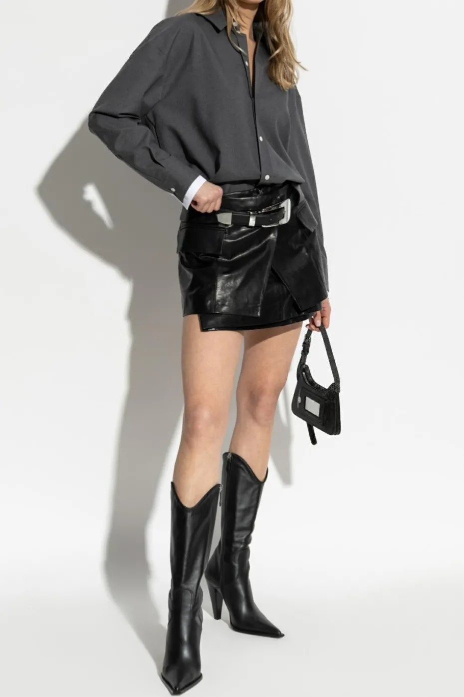 Iro BLACK Leather skirt Yori