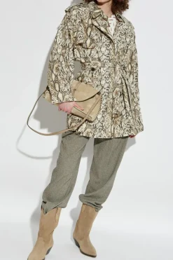 Isabel Marant beige Animal print trench coat ‘Franny’