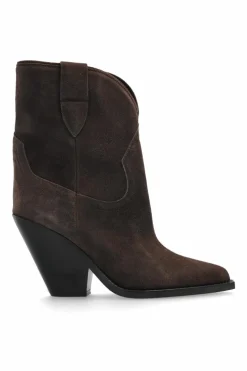 Isabel Marant BROWN Suede heeled ankle boots `Leyane`