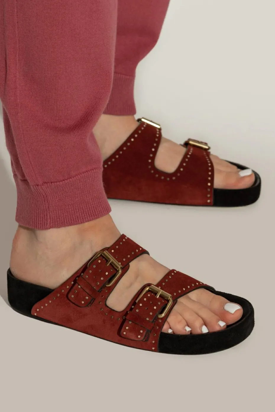 Isabel Marant BURGUNDY Suede slides Lennyo