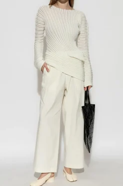 Issey Miyake cream Pleated pants