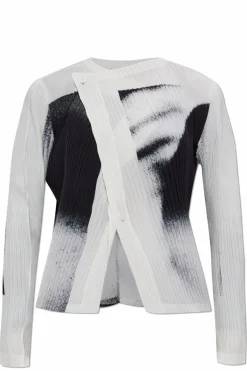 Issey Miyake WHITE Pleated cardigan