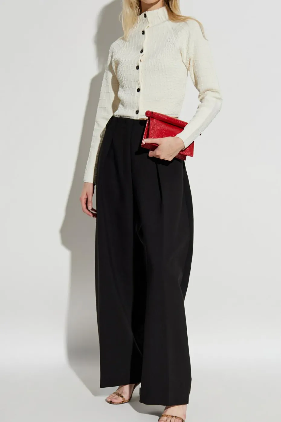 Jacquemus cream Cardigan with stand-up collar
