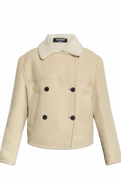 Jacquemus cream Double-breasted shearling coat