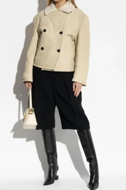 Jacquemus cream Double-breasted shearling coat