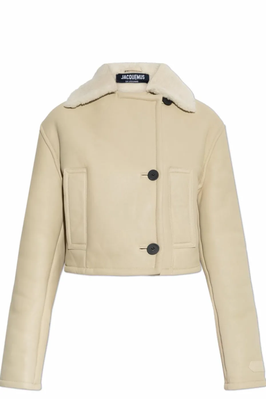 Jacquemus cream Double-breasted shearling coat