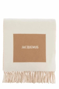 Jacquemus cream Wool scarf with logo