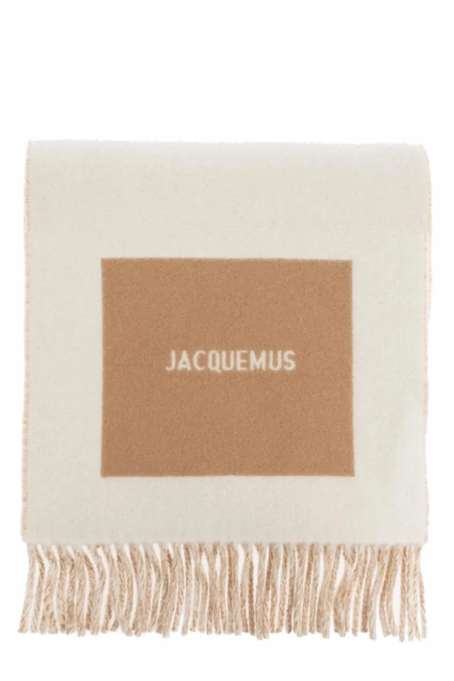 Jacquemus cream Wool scarf with logo