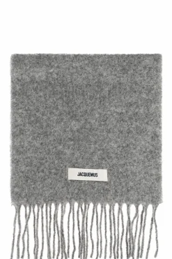 Jacquemus GREY Scarf with logo patch