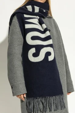 Jacquemus NAVY BLUE Wool scarf with logo