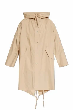 JIL SANDER beige Cotton parka with hood