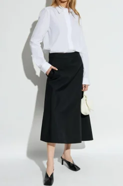 JIL SANDER BLACK A-line skirt