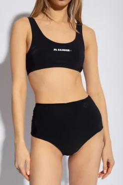JIL SANDER+ BLACK Bikini top with logo