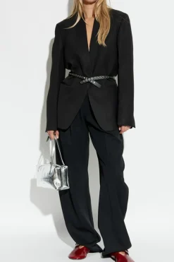 JIL SANDER BLACK Blazer with silk trim