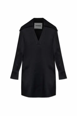 JIL SANDER BLACK Dress with collar