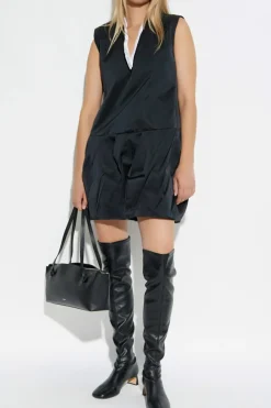 JIL SANDER BLACK Dress with a V-neckline