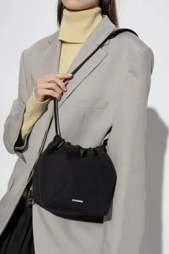 JIL SANDER BLACK ‘Dumpling’ bucket bag