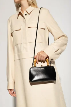JIL SANDER BLACK ‘Goji Bamboo Mini’ shoulder bag