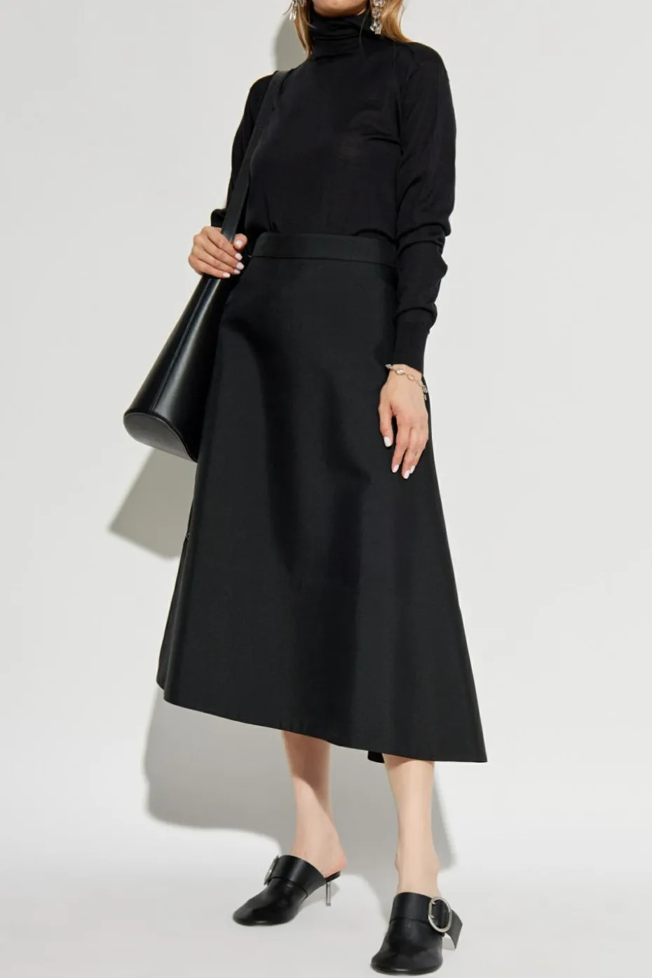 JIL SANDER BLACK Golf with wool finish