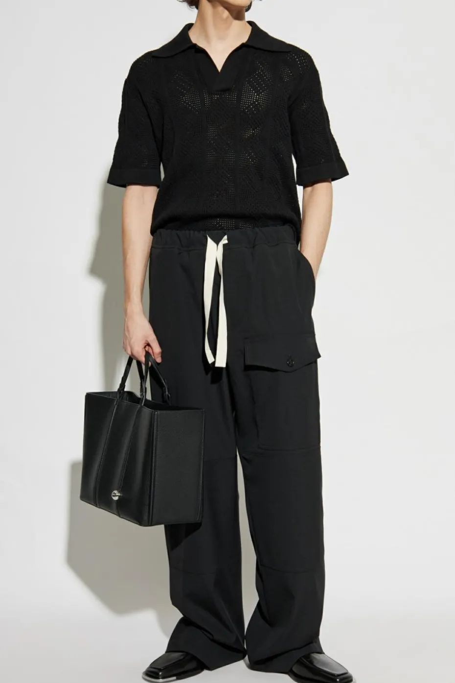 JIL SANDER BLACK Knit polo