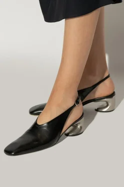 JIL SANDER BLACK Leather heeled shoes