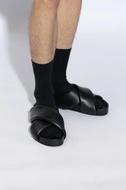 JIL SANDER BLACK Leather slides