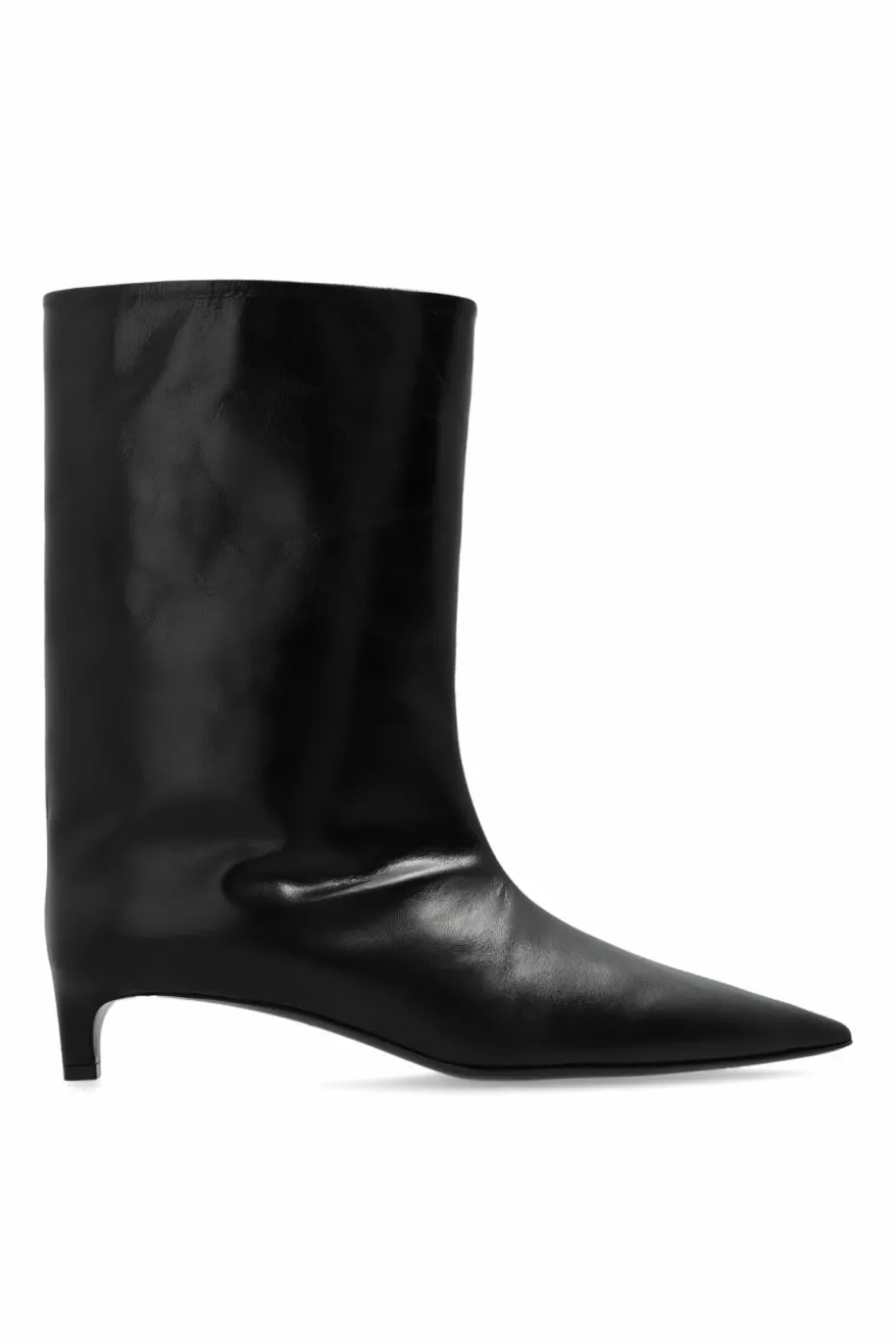JIL SANDER BLACK Leather ankle boots
