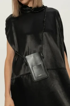 JIL SANDER BLACK Leather phone case