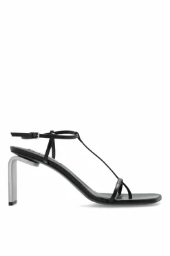 JIL SANDER BLACK Sandals with metal heel