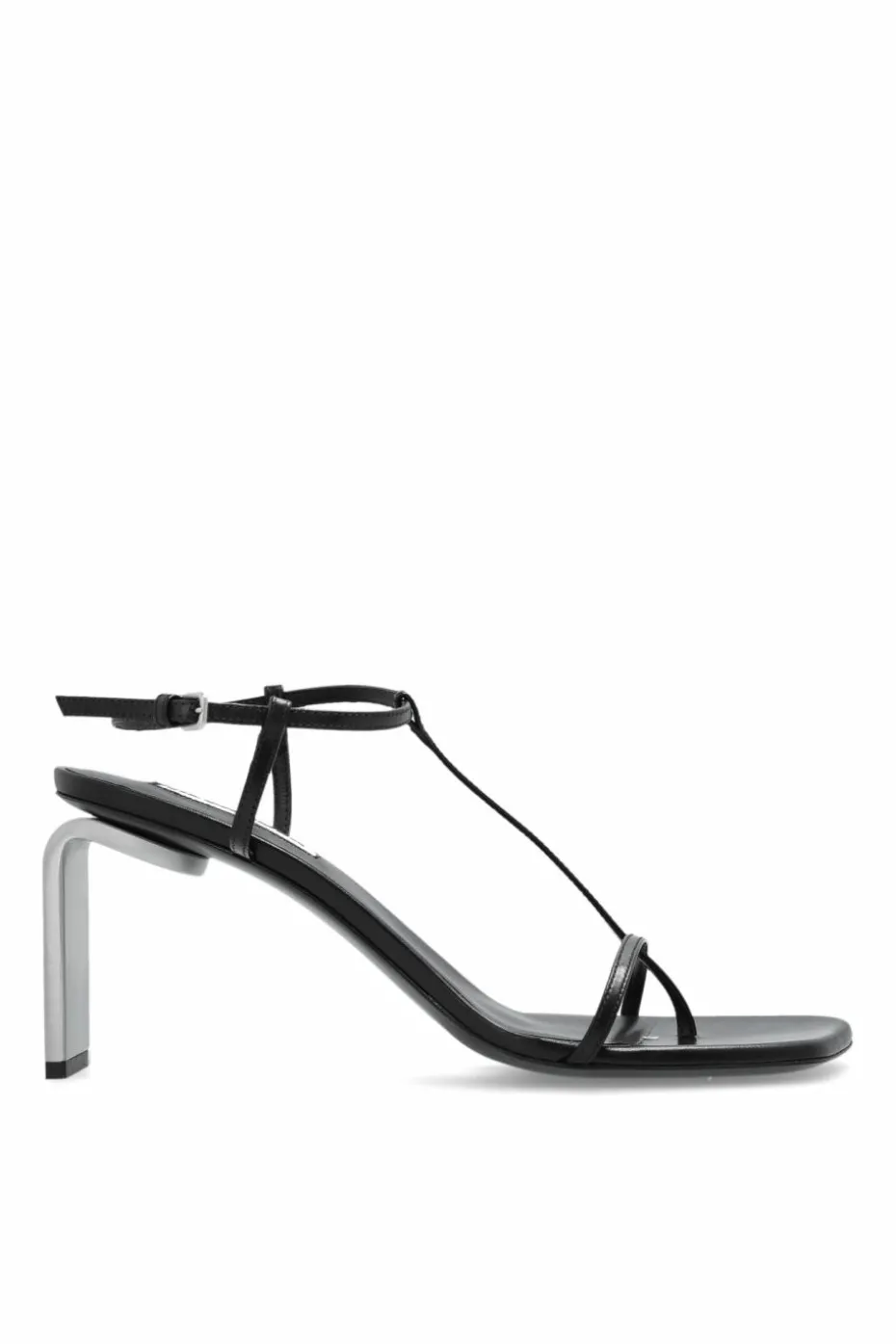 JIL SANDER BLACK Sandals with metal heel