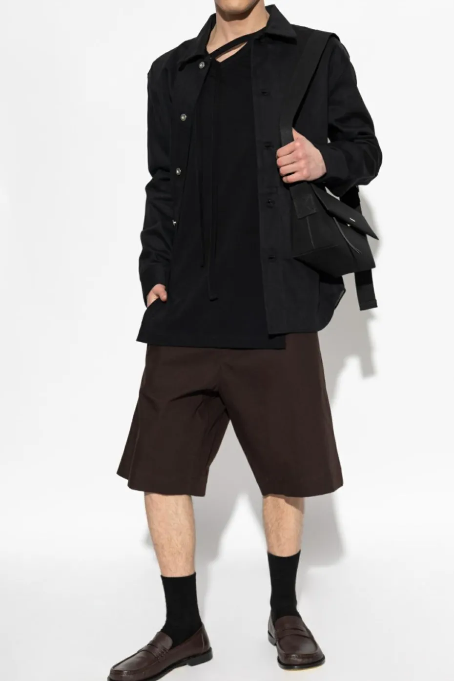JIL SANDER BLACK Shirt with side pockets
