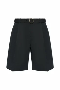 JIL SANDER BLACK Shorts with belt