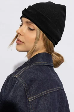 JIL SANDER BLACK Striped beanie