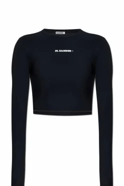 JIL SANDER+ BLACK Swim top with printed logo